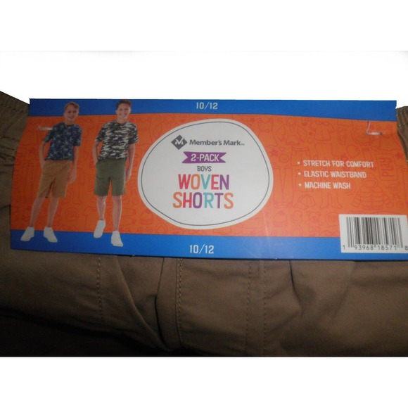 Boys 2-Pack Size 10/12 Woven Shorts Set, Green & Tan w/ Elastic Waist - Picture 8 of 10